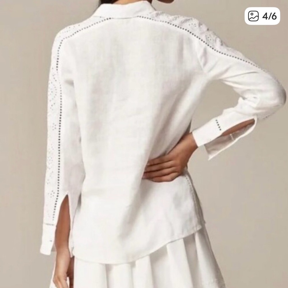J. Crew Garçon Classic Shirt in Eyelet Linen, White, size 12 NWT - Picture 2 of 8